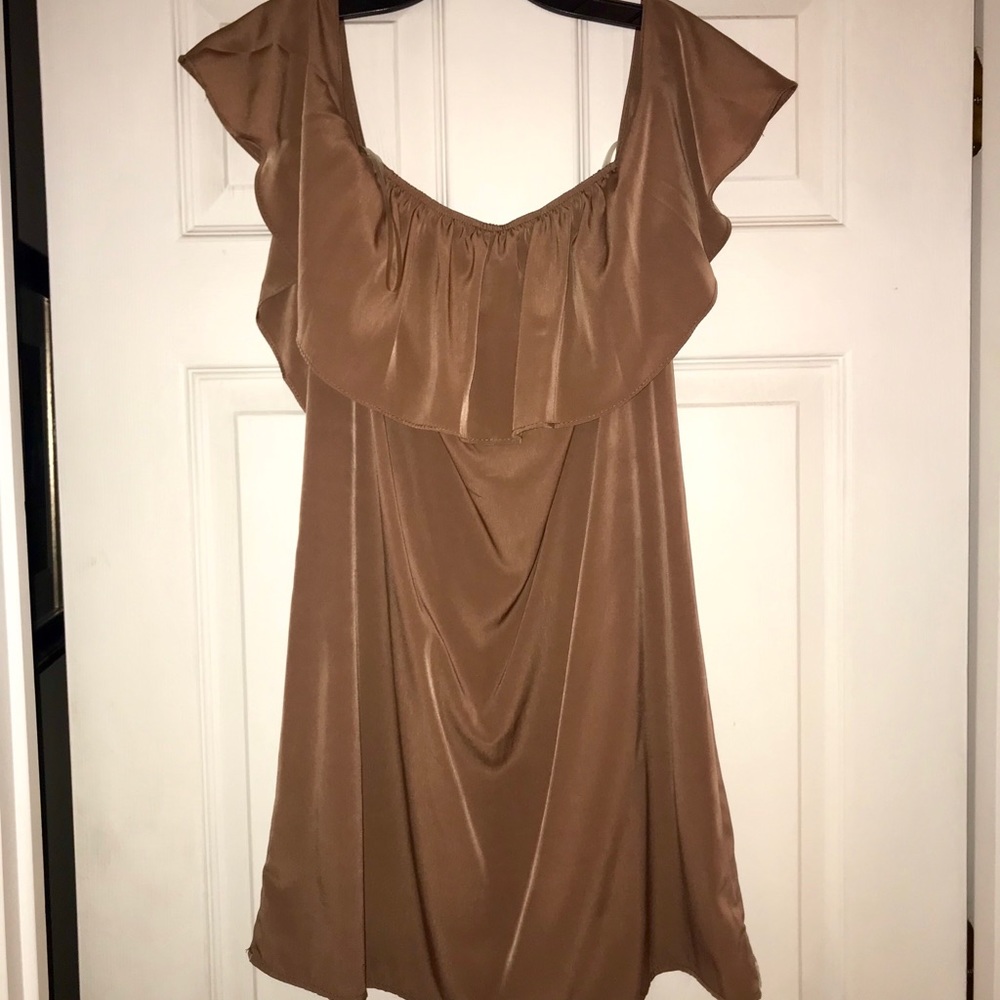 Brown off the shoulder dress